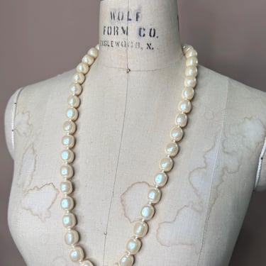 GIVENCHY Signed Runway Baroque Pearl Beaded Vintage 80s Strand Necklace 