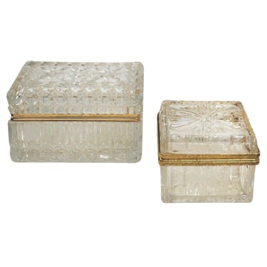 Set of Two Late 19th Century Baccarat Bronze & Glass Boxes