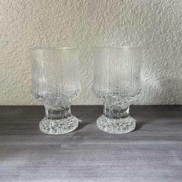 Vintage Iittala Ultima Thule Set of Two Red Wine Glass Designed by Tapio Wirkkala, Finnish, Made in Finland 