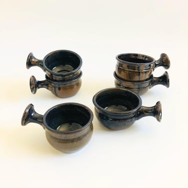 Studio Pottery Bowls with Handles - Set of 6 