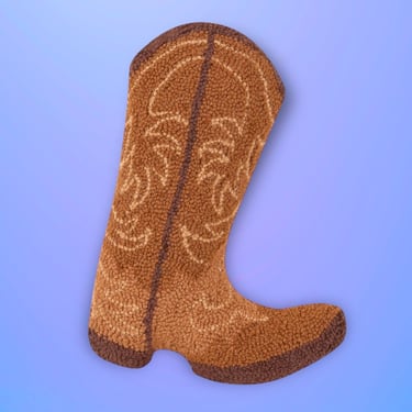 Cowboy Boot Hook Pillow - Brown