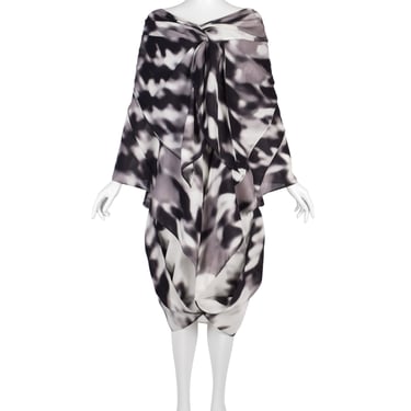 Issey Miyake Vintage Black Grey &amp; White Blurred Abstract Print Duster