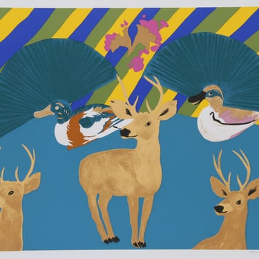 Three Deer by Hunt Slonem, Serigraph, 1980 