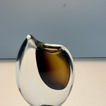 Sharkstooth Sommerso Teardrop Glass Vase by Gunnar Nylund for Strombergshyttan 