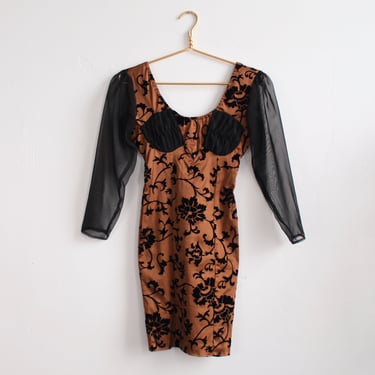 90s Copper Floral Minidress