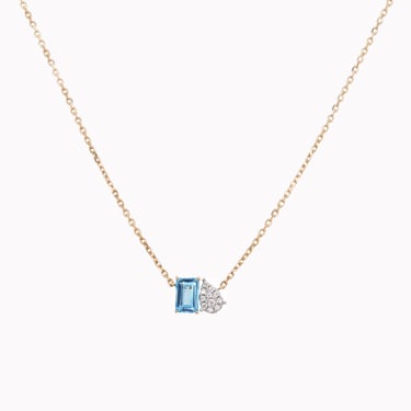 Blue Topaz & Diamond Toi Et Moi Necklace