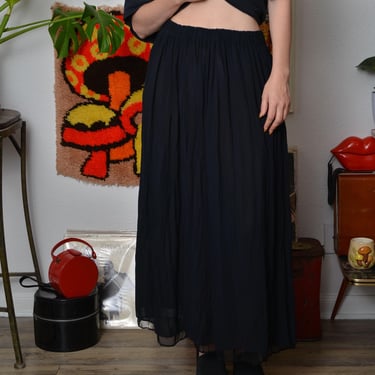 Vintage 90s Sheer Crinkled Skirt – Elastic Waist 
