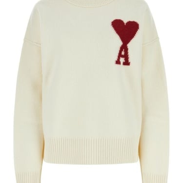 Ami Women Ivory Wool Sweater