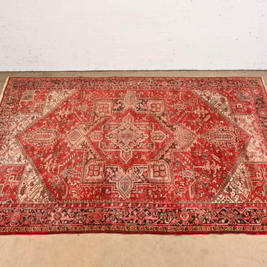 Vintage Hand-Knotted Persian Heriz Room Size Rug, Circa 1940s