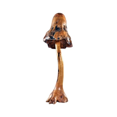 Giant Rustic Tree Trunk Mushroom Floor Lamp With Burl Knot Wood Shade 