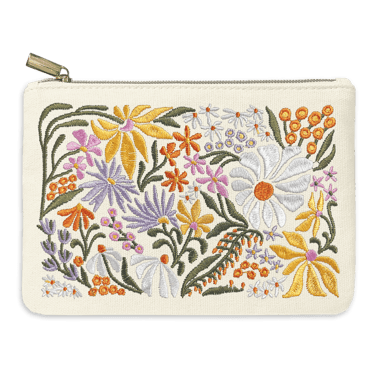 Embroidered Zipper Pouch | Wildflowers