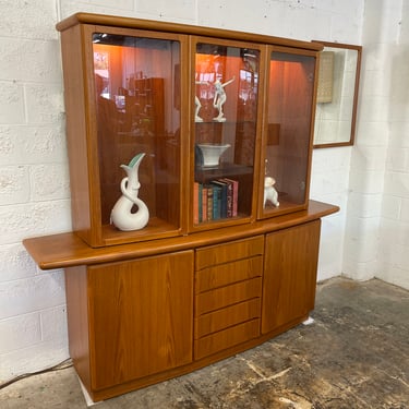 Danish Teak Curved China Cabinet by Scovby