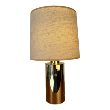 Vintage Nessen Brass Cylinder Table Lamp