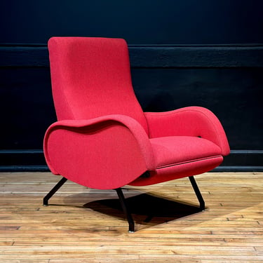 Restored Vintage Italian Marco Zanuso Style Recliner Lounge Chair - Mid Century Modern Retro 50s Furniture 