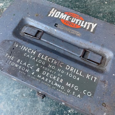 1950s Electric Home-Utility Drill Box Vintage Industrial Black Decker Towson Maryland 