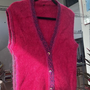 VTG 90s Fuchsia Mohair Sweater Vest 