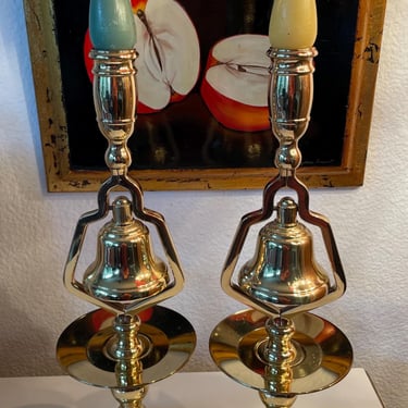 Baldwin Brass Bell Candlesticks Pair | Vintage Brass Candle Holders Set of 2 | 13