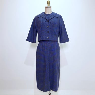 1950s Blue Check Nelly Don Dress and Jacket