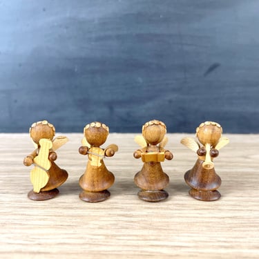Wooden angel musicians - set of 4 - vintage miniatures 