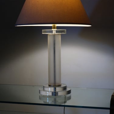 Frosted Lucite Table Lamp 