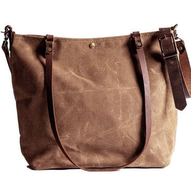 Waxed Canvas Bag | Tote Bag | Crossbody Bag | Large | Made in USA 