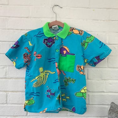 Vintage Ocean / Sea Creature Oshkosh Button Down Top (size 7) 