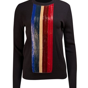 Tory Burch - Black w/ Multi Leather Panel Sweater Sz L
