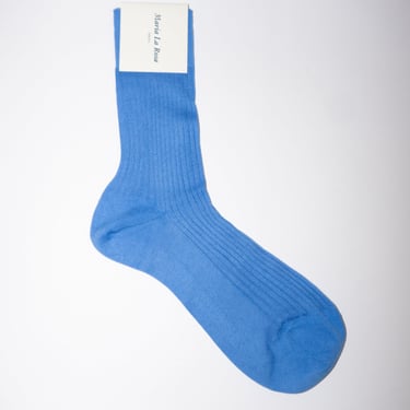 Ribbed Cotton Sock in Blue Reale