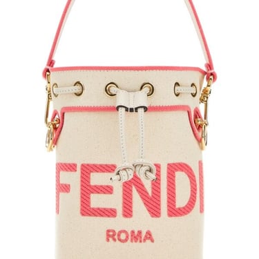 Fendi Women Sand Canvas Mini Mon Tresor Bucket Bag