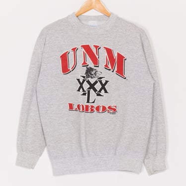 Medium 90s University Of New Mexico Lobos Sweatshirt | Vintage Heather Grey Collegiate Graphic Crewneck 