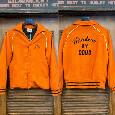 Vintage 1960’s Drag Race “Buddie Original” Headers By Doug Hot Rod Wool Jacket, 60’s Snap Button Jacket, Vintage Clothing 