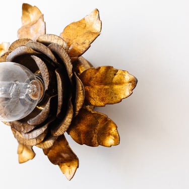 midcentury French gilt metal flower sconce, after Banci Firenze
