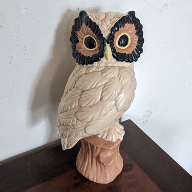 Vintage Ceramic Hand Painted Owl on Stump 