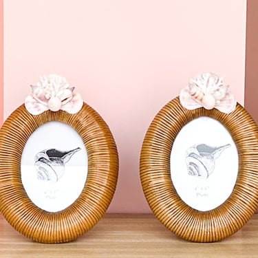 Pair of Oval Rattan Shell Frames