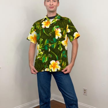 70s Royal Hawaiian floral barkcloth shirt 