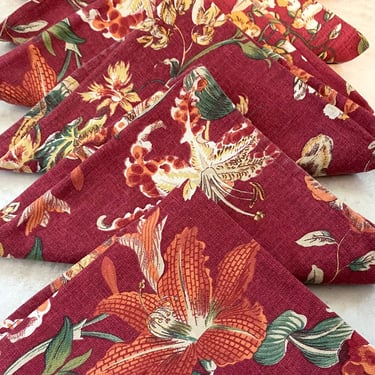 6 Vintage Maison Du Linge French Provence Napkins~ Set of 6 French Country 18”x17” Tiger Lilies Floral Fabric Cloth Napkins~ French Dining 