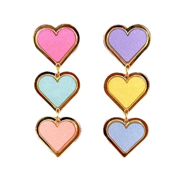 Sample Sale Pastel Triple Heart Earrings