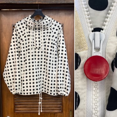 Vintage 1980’s “Mistral” Polka Dot Hooded Pullover Hip Hop Streetwear Parka Jacket, 80’s Vintage Clothing 