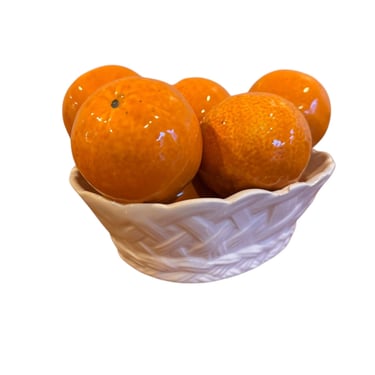 Italian Ceramic white Basket with Oranges Tangerines for I Magnin 