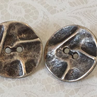 UPCYCLED BUTTON EARRINGS~Wavy Metal Buttons Converted into Earrings~Unique Button Jewelry~Soldered Posts~Hand Crafted~JewelsandMetals 