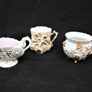 Tea Cups - Gold Leaf - Porcelain China - Collectable - Turn of last century 