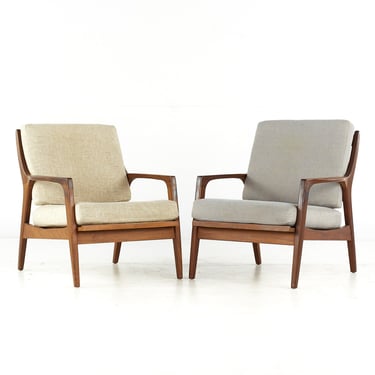 Jan Kuypers for Imperial Mid Century Danish Teak Lounge Chairs - Pair - mcm 