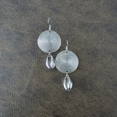 Mid century modern silver cowrie shell earrings 