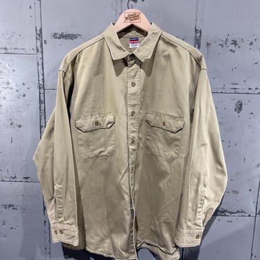 1960s Vintage Penney's Big Mac Khaki Work Shirt Combed Cotton XL 