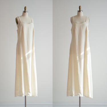 cream maxi dress 90s y2k vintage minimalist hemp fiber oversized dress 