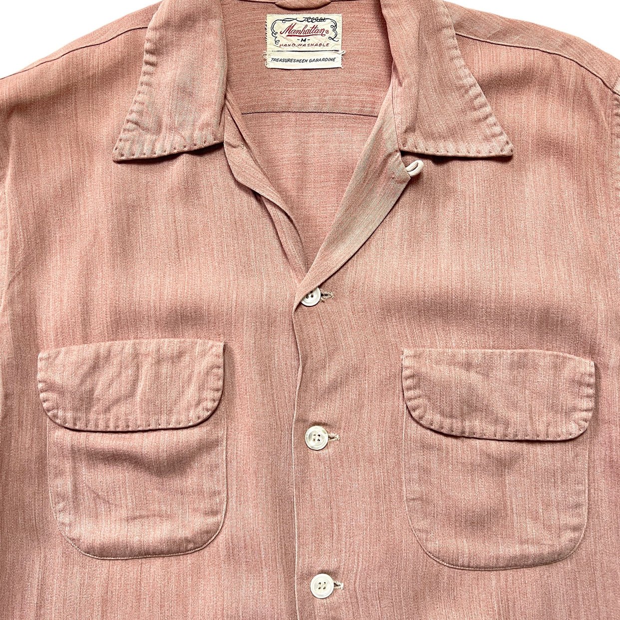 トップス 40s rayon gabardine shirts Rare Vintage 40s Gabardine Rockabilly Loop Collar Rayon Silk