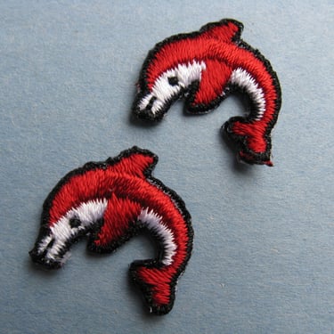 vintage dolphin applique red dolphin patch sewing trim 
