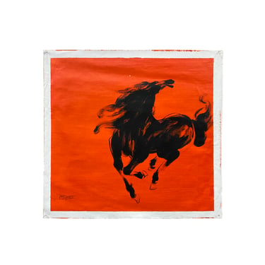 Oil Paint Canvas Art Black Artistic Racing Horse Wall Decor Painting ws3435E 