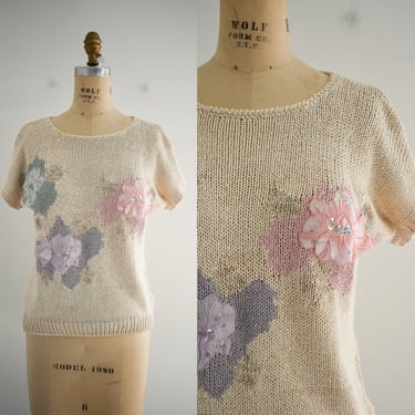 1990s Floral Applique Sweater 