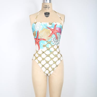 Vintage Swimsuit Seashell Gottex One Piece Summer Pool Cruise Resort Vacation Vacay 
